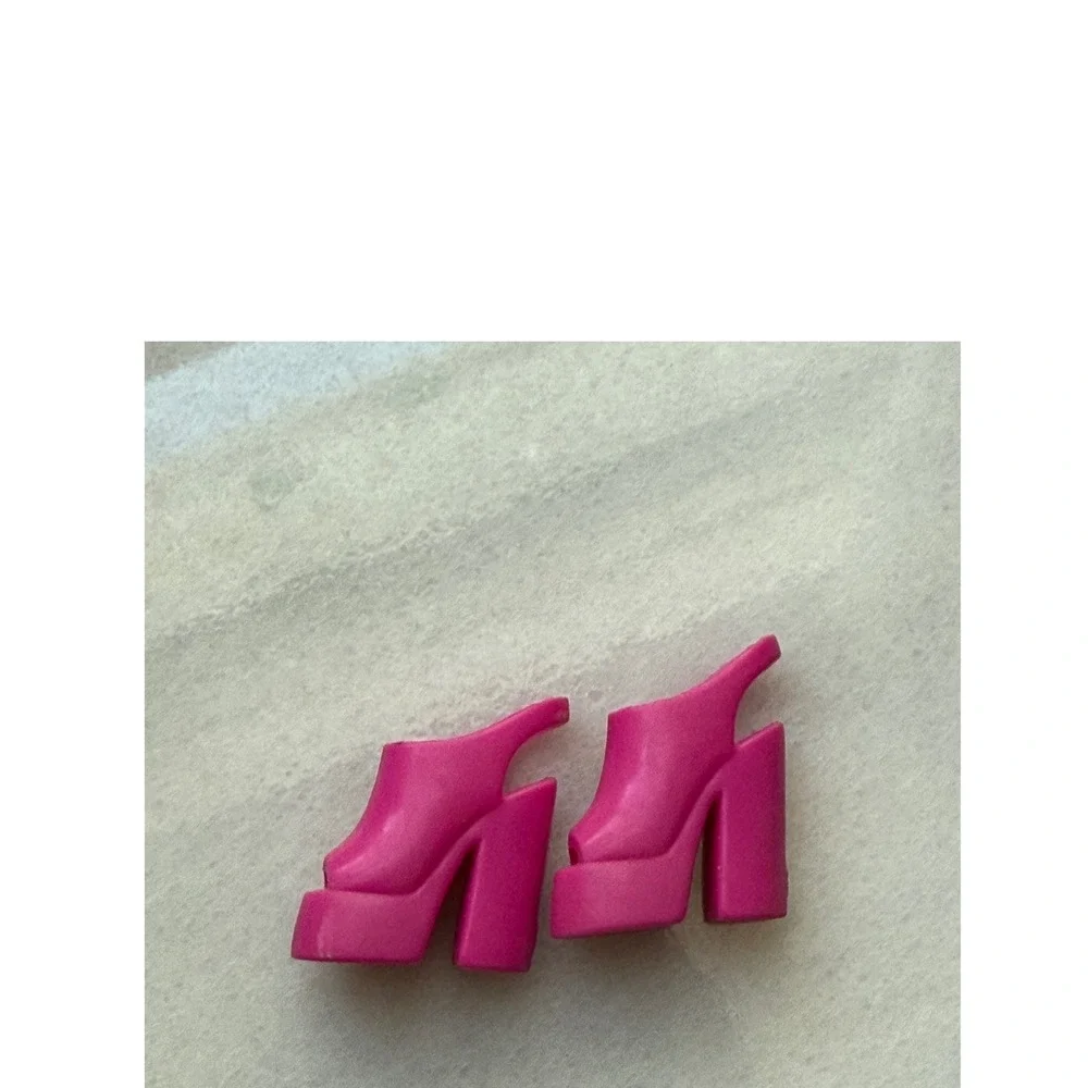 Barbie Pink‎ Platform Chunky Heel Slingback Sandals Sexy platform disco Shoes